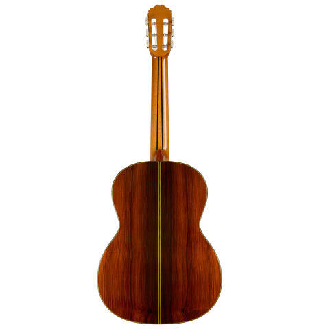 The back of a 2006 Sakurai-Kohno "Professional-J" classical guitar made of cedar and CSA rosewood