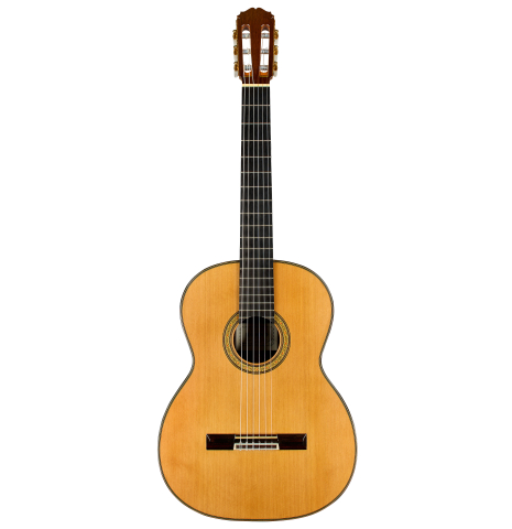 The front of a 2006 Sakurai-Kohno "Professional-J" classical guitar made of cedar and CSA rosewood