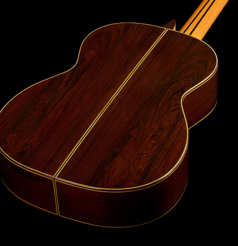 The back and sides of a 2003 Sakurai-Kohno "Maestro" classical guitar (ex John Dearman) made of spruce and CSA rosewood