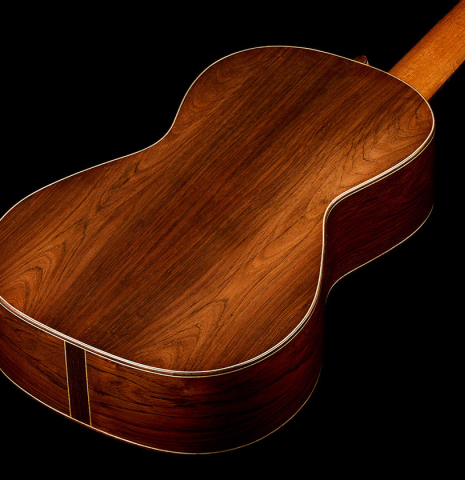 The back and sides of a 1998 Bernhard Kresse "Panormo" classical guitar made of spruce and CSA rosewood