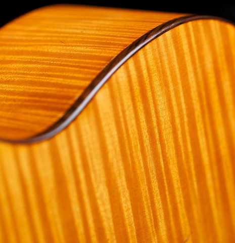 The back, sides and binding of a La Cañada "Model 17A" classical guitar made of spruce and maple