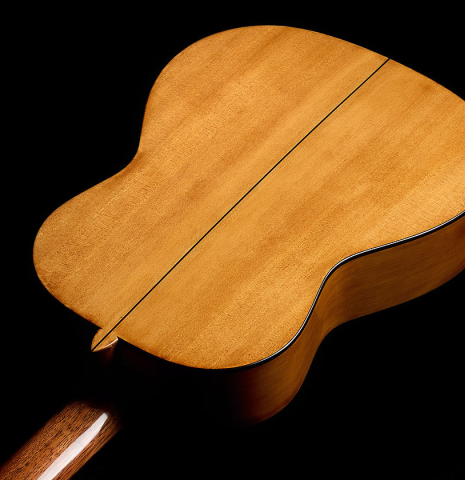 The back and sides of a La Cañada "Model 115A" classical guitar made of spruce and cypress