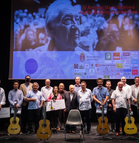 Paula Lazzarini with the jury at the 2021 Antonio Marin Guitar Making Competition in Granada, Spain