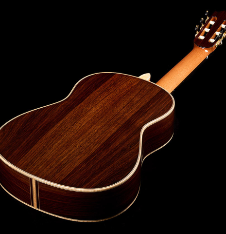 The back and sides of a 2026 Valerio Licari "Lesna - REG Special Edition" classical guitar made of spruce and Indian rosewood