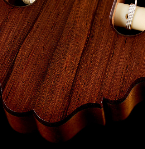 The headstock and tuning machines of a 2026 Bertrand Ligier classical guitar made of spruce and African rosewood
