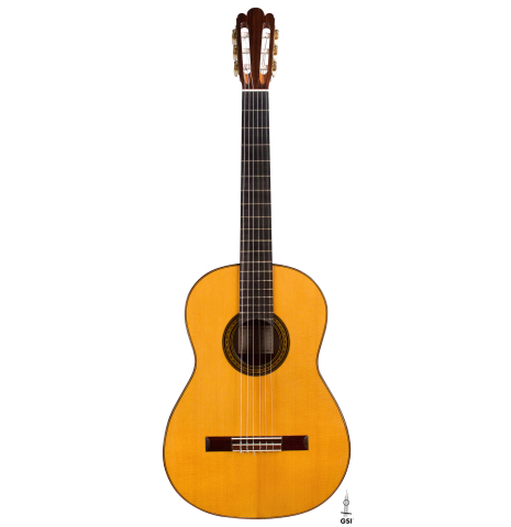 The front of a 2012 Gabriele Lodi &quot;Enrique Garcia&quot; classical guitar made with spruce and Indian rosewood