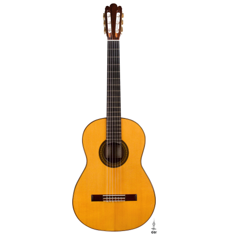 The front of a 2012 Gabriele Lodi "Enrique Garcia" classical guitar made with spruce and Indian rosewood