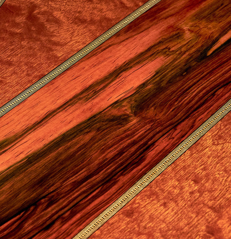 The back of a 2022 Gabriele Lodi &quot;Torres&quot; classical guitar made of spruce and mahogany