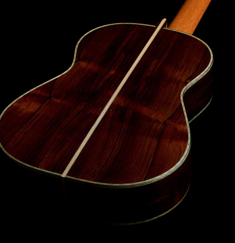 The back and sides of a 2025 Gabriele Lodi "Torres" classical guitar made of spruce and CSA rosewood