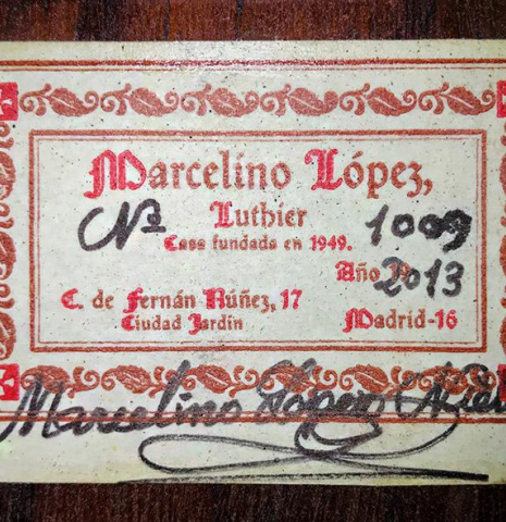 2013 Marcelino Lopez "Romantic Guitar" SP/PR