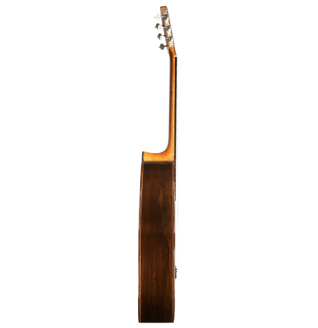 The side of a 2012 Bernd Martin classical guitar made of spruce and CSA rosewood