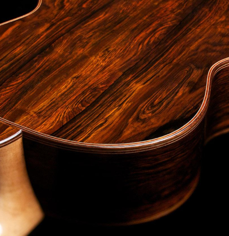The back and sides of a 2016 Bernd Martin "40th Anniversary" classical guitar made of spruce and CSA rosewood