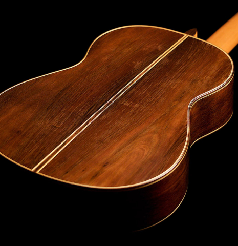 The back and sides of a 2005 Antonio Marin Montero classical guitar made of spruce and CSA rosewood