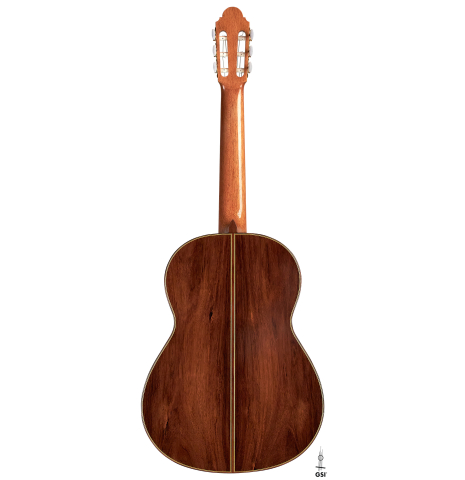 The back of a 1998 Antonio Marin Montero Spanish classical guitar made with spruce and CSA rosewood.