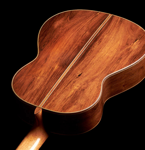 The back of a 1998 Antonio Marin Montero Spanish classical guitar made with spruce and CSA rosewood.