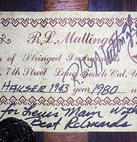1980 Robert Mattingly "1943 Hauser" SP/IN