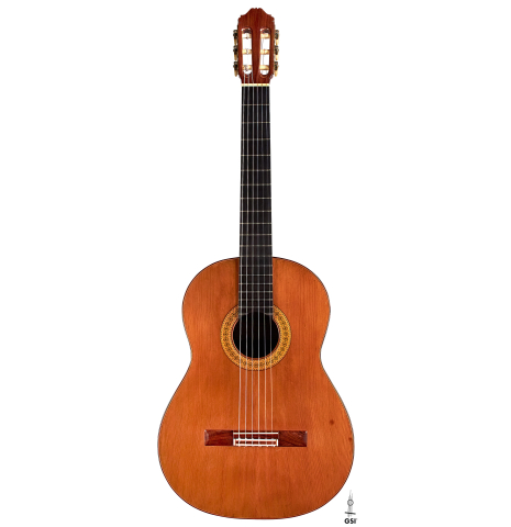 The front of a 1978 Robert Mattingly classical guitar made of cedar and CSA rosewood