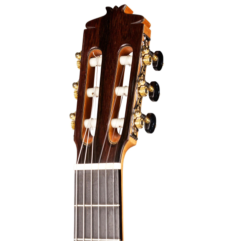 This is the headstock of a 2002 Rafael Moreno Rodriguez "Sueno" classical guitar made with cedar and CSA rosewood