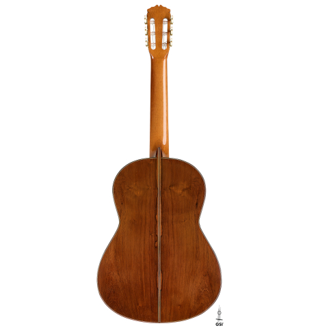 The back of a 2026 Fernando Moreno classical guitar made of spruce and African rosewood