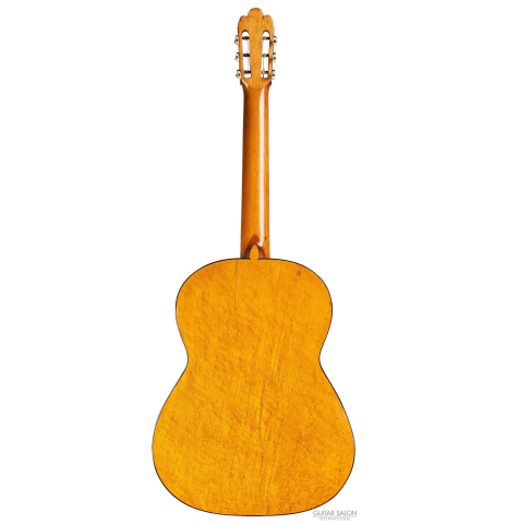 The back of a 1894 Hijos de Melchor de Moya guitar made of spruce and maple