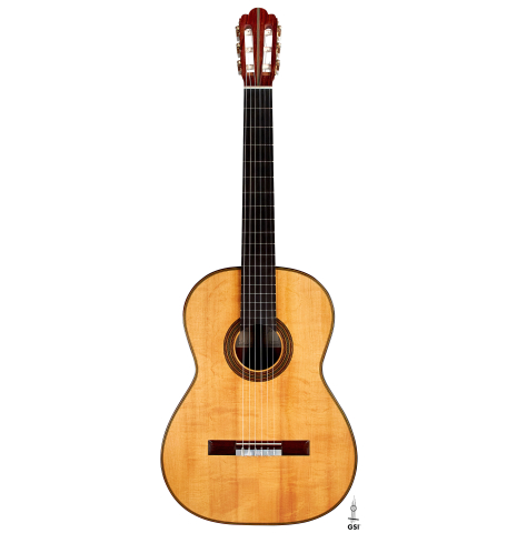 The front of a 2022 Stefan Nitschke "Hauser" classical guitar made with spruce and CSA rosewood