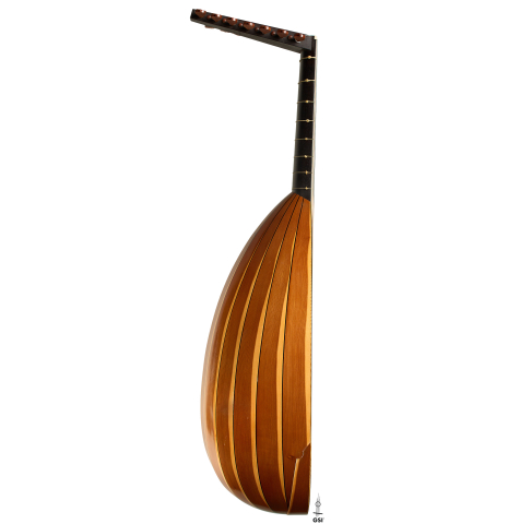 The side of a 1988 Fritz Ober "7-Course Renaissance Lute" made of spruce and yew