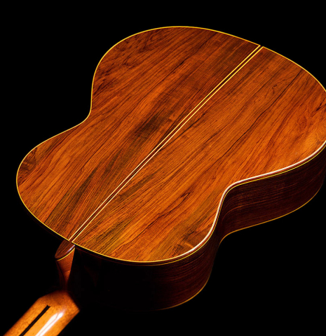 The back and sides of a 2004 Jose Oribe &quot;Suprema&quot; classical guitar made of spruce and CSA rosewood