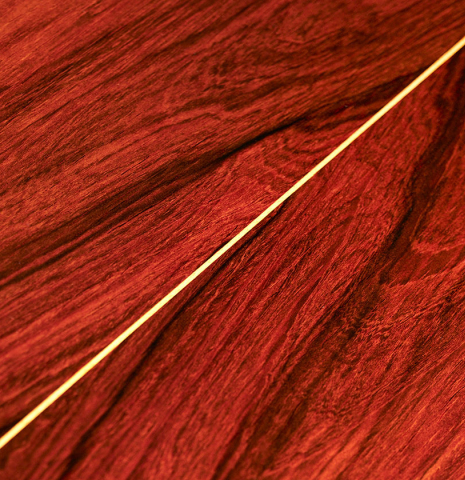 The back of a 1964 Jose Oribe classical guitar made of spruce and CSA rosewood