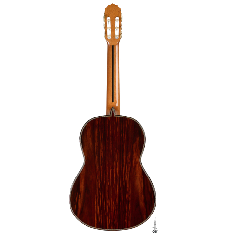 The back of a 2026 Teodoro Perez "Especial - Bois de Rose" classical guitar made of cedar and African rosewood