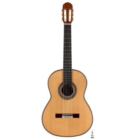 The front of a 2026 Teodoro Perez "Especial - Bois de Rose" classical guitar made of cedar and African rosewood