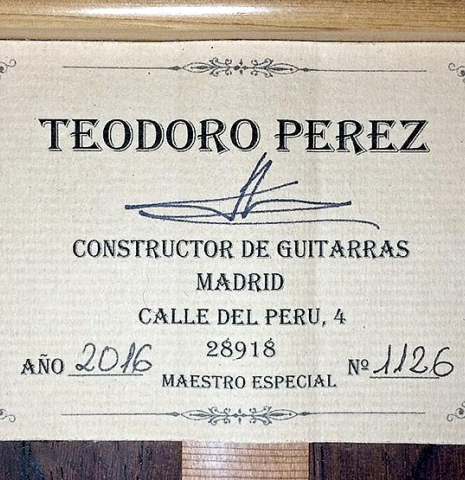 2016 Teodoro Perez "Especial" CD/CSAR