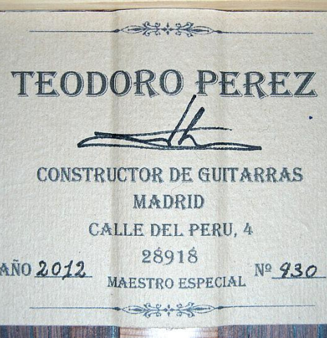 2012 Teodoro Perez "Especial" SP/CSAR