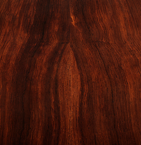 The back center seam of a 2025 Teodoro Perez "Maestro" classical guitar made of cedar and African rosewood
