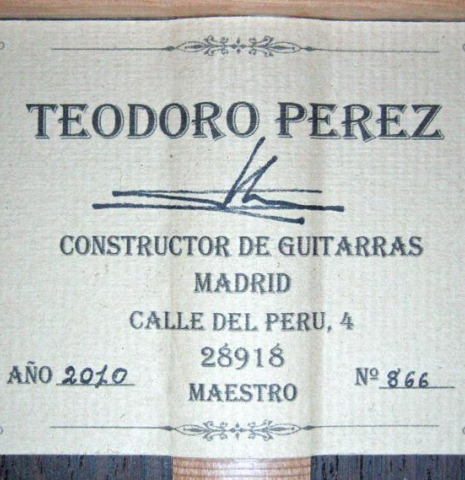 2010 Teodoro Perez &quot;Maestro&quot; CD/AR