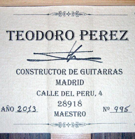 2013 Teodoro Perez "Maestro" SP/AR