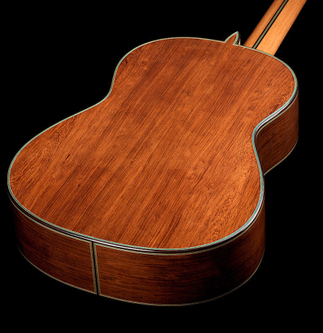 The back and sides of a 2025 Teodoro Perez "Maestro" classical guitar made of spruce and African rosewood