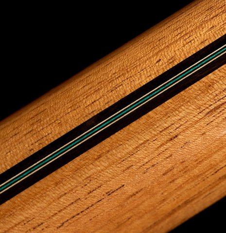 The back of the neck of a 2025 Teodoro Perez "Maestro" classical guitar made of spruce and African rosewood