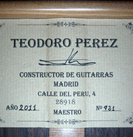 2011 Teodoro Perez "Maestro" SP/AR