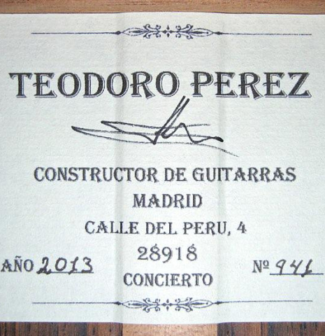 2013 Teodoro Perez "Concierto" CD/AR