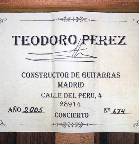 2005 Teodoro Perez "Concierto" SP/AR