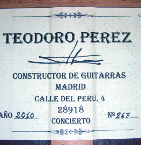 2010 Teodoro Perez "Concierto" CD/IN