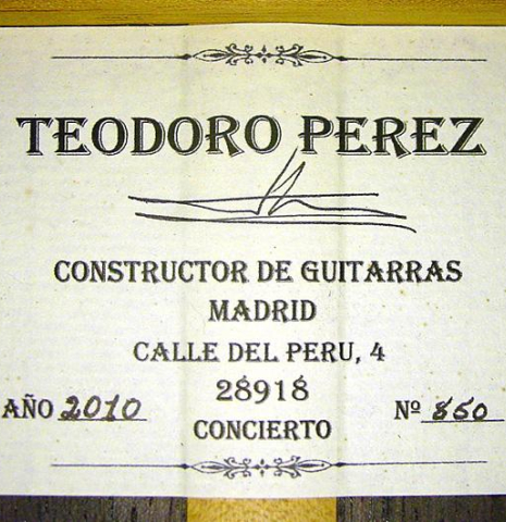 2010 Teodoro Perez "Concierto" CD/IN