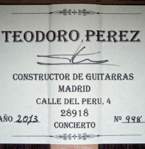 2013 Teodoro Perez "Concierto" CD/IN
