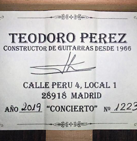 2019 Teodoro Perez "Concierto" CD/IN