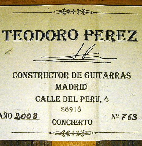 2008 Teodoro Perez "Concierto" CD/IN