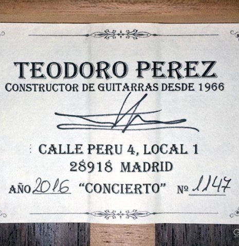 2016 Teodoro Perez "Concierto" SP/IN