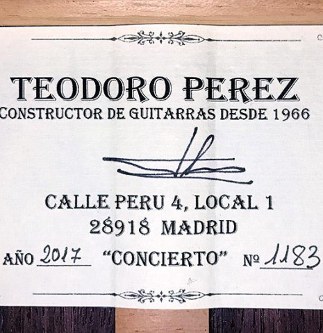 2017 Teodoro Perez "Concierto" SP/IN