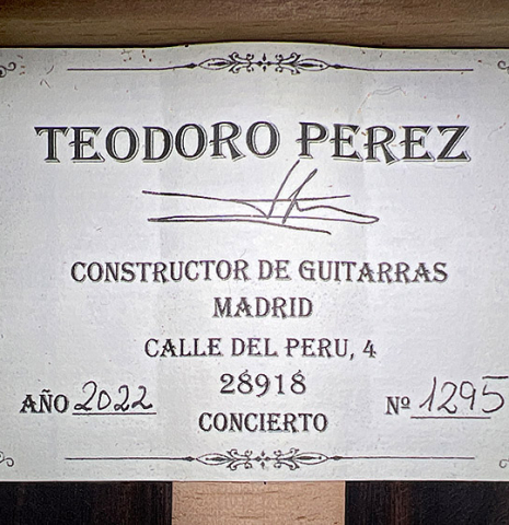 2022 Teodoro Perez &quot;Concierto&quot; SP/IN