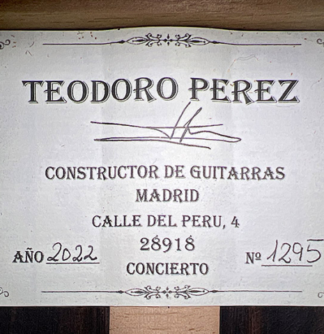 2022 Teodoro Perez "Concierto" SP/IN