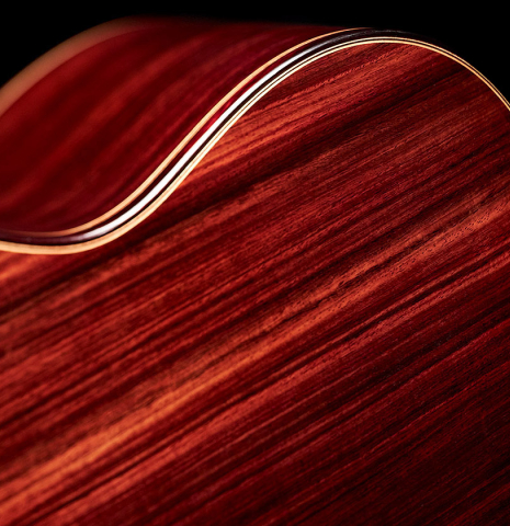 The back and sides of a 2022 Teodoro Perez &quot;Concierto&quot; classical guitar made with spruce and Indian rosewood